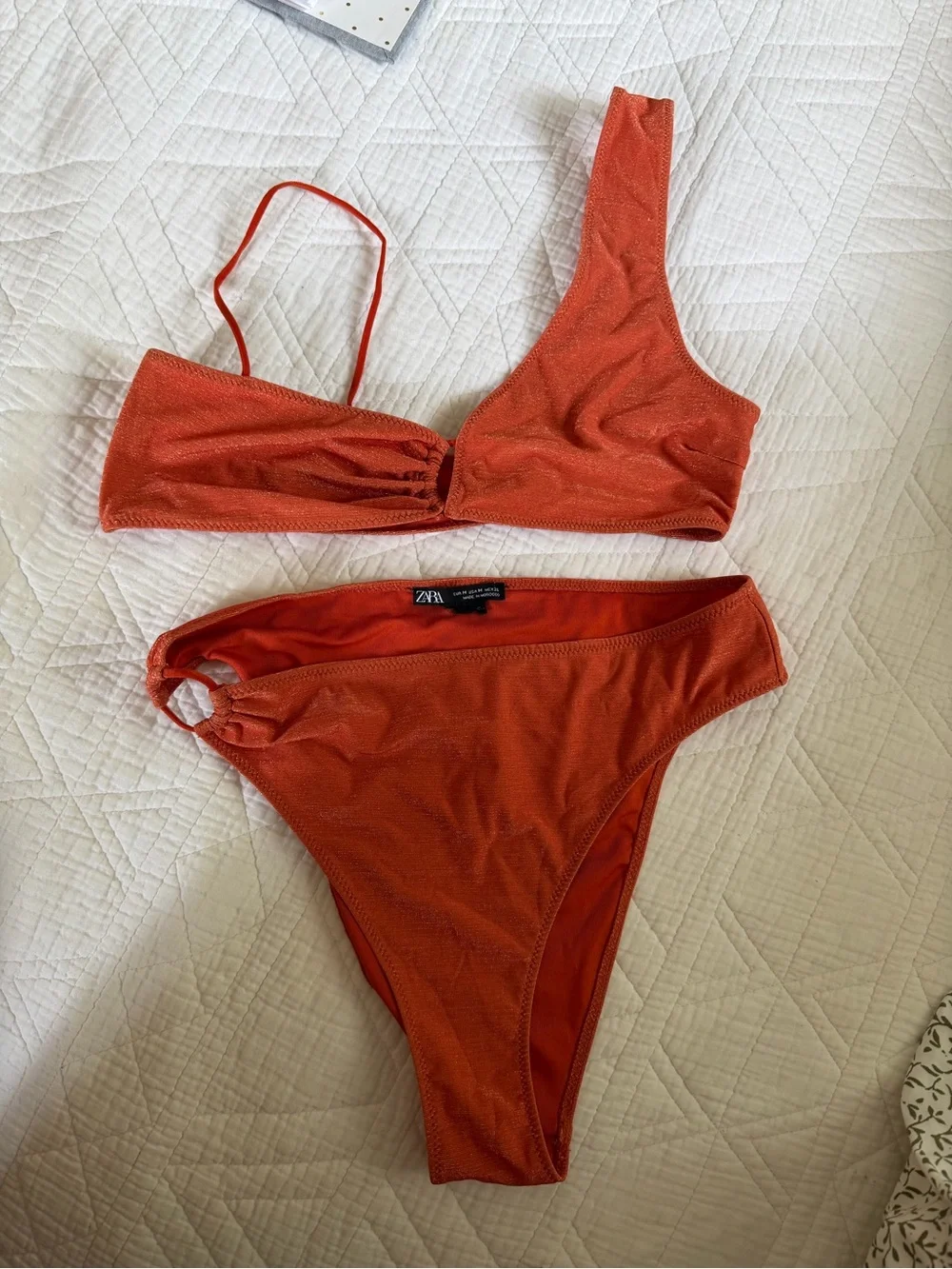 Zara Rust Orange One-Shoulder Bikini Set